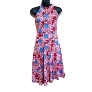 Red Multicolored Animal Print Dress Sz small